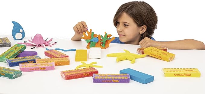 Jovi Plastilina Reusable Non-Drying Modeling Clay; .5 oz. Rolls, Set of 6 Colors, Perfect for Arts and Crafts Projects