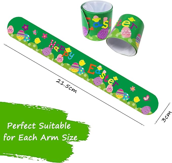 100Pcs Easter Slap Bracelets, Easter Basket Stuffers, Egg Fillers Gifts for Kids toddler boys, Easter Egg Hunt Event, Party Favors, Classroom Prizes, School Supplies
