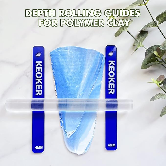 KEOKER Polymer Clay Depth Guide Set, 4 Size for Polymer Clay Thickness,Thickness Rolling Gauge, Roller Depth Guide, Depth Guide Polymer Clay