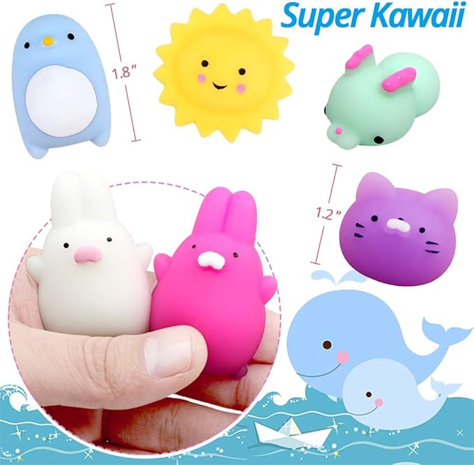 Mochi Squishy Toys 20 Pcs Mini Squishy Animal Squishies Party Favors for Kids Kawaii Squishy Squeeze Toy Cat Unicorn Squishy Stress Relief Toys for Adults Birthday Favors for Kids Pinata Filler Random