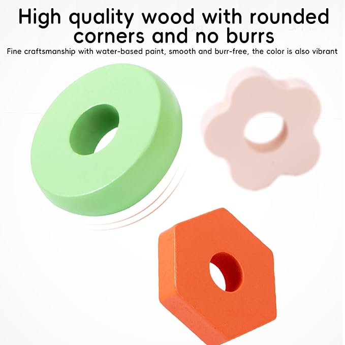 Wooden Magnetic Fishing and Shape Block Stacking Toys 2-in-1, Montessori Early Childhood Games for Toddlers, Gifts for 3-Year-Old Boys and Girls