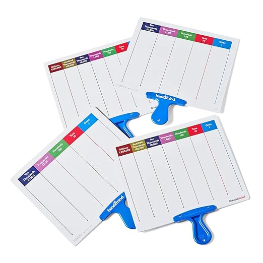 hand2mind Place Value Answer Board, Dry Erase Board Sets, Dry Erase Paddles, Math Classroom Supplies, Base 10 Math Manipulatives for Elementary School, 1st Grade Math Materials (Pack of 4)