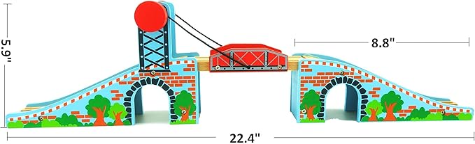 Z MAYABBO Wooden Train Tracks Accessories Wood Train Lifting Bridge for Railroad Tracks fits for All Railway Tracks