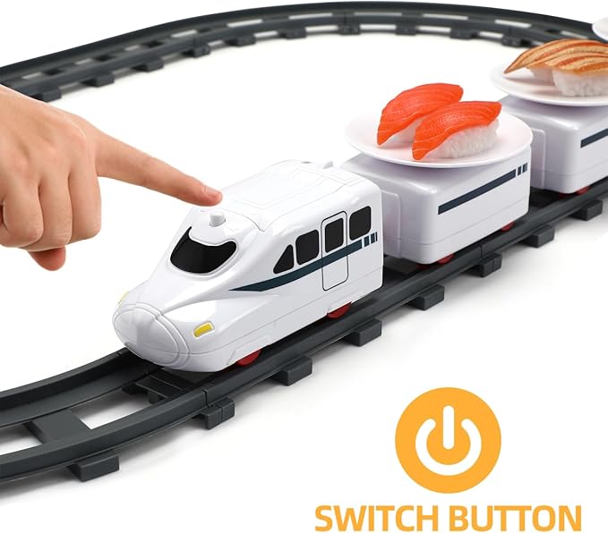 Sushi Train Toys - Child Day Rotating Sushi Bar Train Goes Around Train Toys Japanese Sashimi Plates Sushi Serving Tray for Child Days of Week DIY Sushi Making Supplies