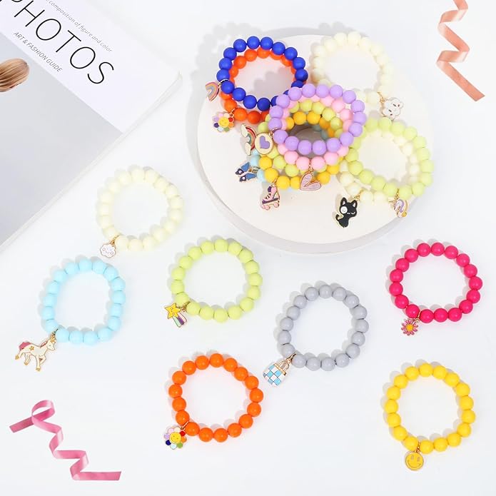 Vefungyan Bead Bracelets for kids and Charms Set for Boys Girls Halloween Goodie Bag Fillers