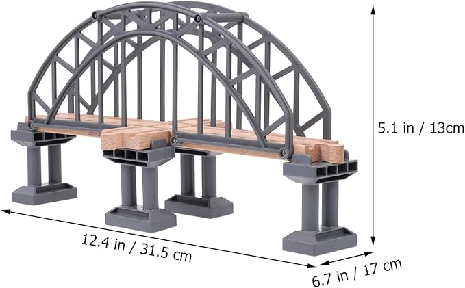 Train Bridge Model, Wooden Train Track Accessories Cross Railway Toys Train Scene Layout Props Toy for Kids Toddlers