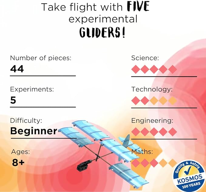 Thames & Kosmos Ultralight Airplanes STEM Experiment Kit | Build 5 Gliders | Learn How Airplanes Work | for Ages 8+ | Design Your Own Glider | Learn Physics and Aerodynamics