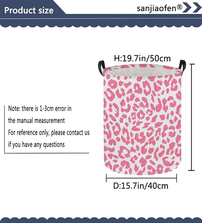 Pink Leopard Print Hamper,Baby Laundry Hamper,Waterproof Collapsible Baby Storage Baskets for Kid Room Decor,Clothes Organizer Basket,Gift Baskets(Pink Leopard Print)