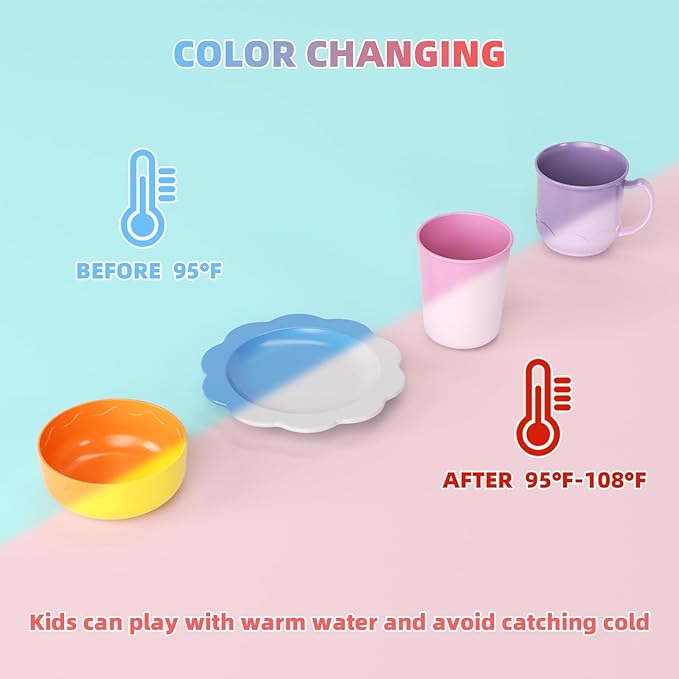 Doloowee Color Changing Kitchen Sink Toys,Electric Dishwasher Playing Toy Play Sink for Kids 3-5 with Running Water,Upgraded Faucet and Play Dishes,Pretend Play Kitchen Toys for Kids Boys Girls(Pink)