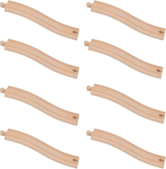 ORBRIUM Toys Wooden Train Ascending Tracks, Pack of 8 Compatible with All Major Wooden Railways Including Thomas, Brio, Chuggington, Imaginarium