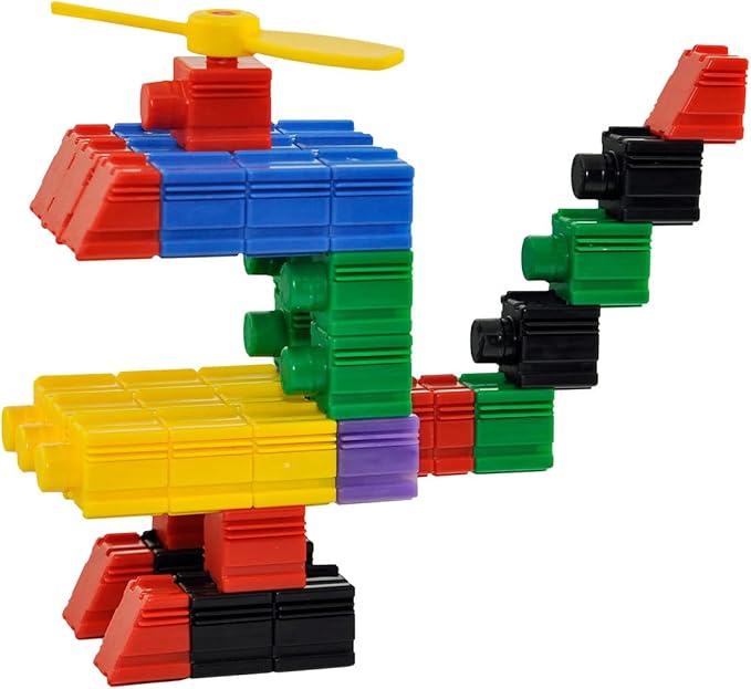 SNAPO Advanced Builder Blocks 7 Years and up - Six-Sided Toddler Building Blocks - Build Planes, Cars and Trains - Unisex Stackable Assembly Blocks for Kids (300pcs)