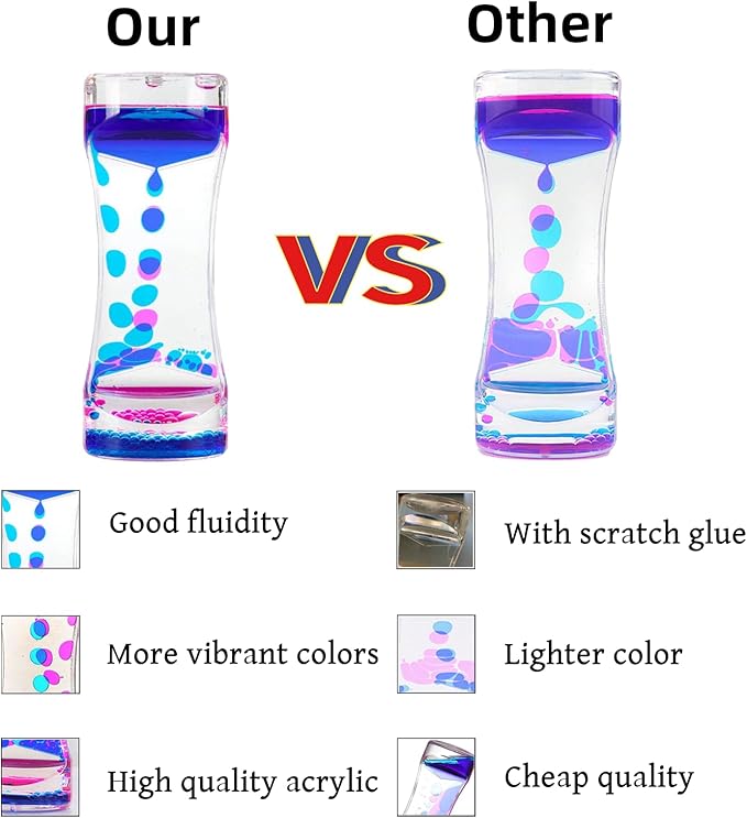 Oneshow Liquid Motion Bubbler Colorful Oil and Water Sensory Toys Hourglass Bubbler Timer Activity Fidget Toy for Kids and Teenager Calm Stress Relief Desk Toys for Office for Adults Gifts (10 Pack)