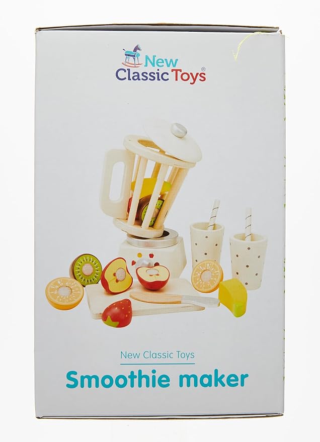 New Classic Toys Wooden Smoothie Set - Pretend Play Toy for Kids Cooking Simulation Educational Toys and Color Perception Toy for Preschool Age Toddlers Boys Girls