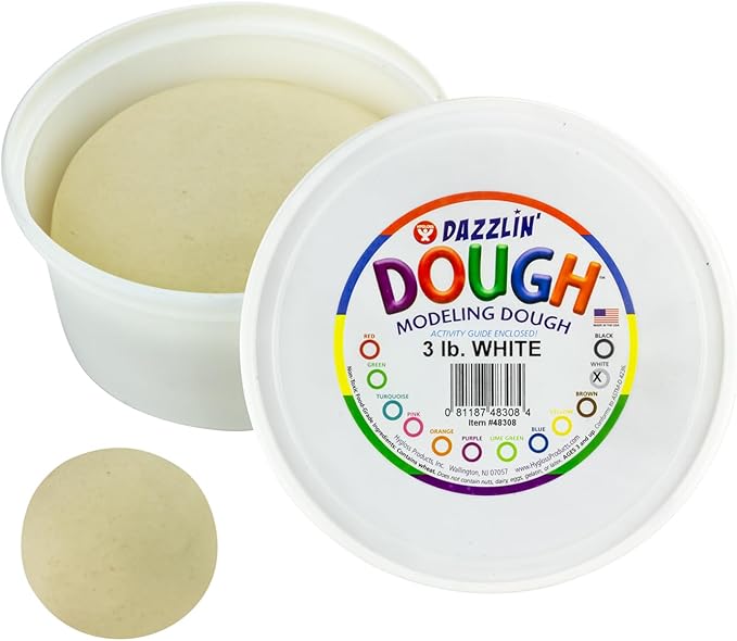 Hygloss Play Modeling Dough - White Dough Unscented - Safe & Non-Toxic for Kids Arts & Crafts - Party Favors - Classroom Supplies - 3lb