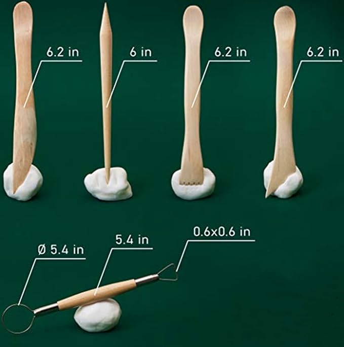 Zittop Polymer Clay Sculpting Tools Set - 5 Pcs Pottery Tool Kit - Ceramic Pottery & Clay Ribbon Wood Modeling Tools Kit (5 Pack)