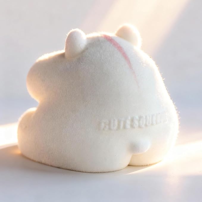 Handmade Taba Squishy Hamster Toy, Cute Squishy Hamster Fidget Toy, Realistic Hamster Toy, Soft Silicone Mochi Furry Toy, Stress Relief Gift for Adults & Kids, Sensory Anxiety Plushie (White)