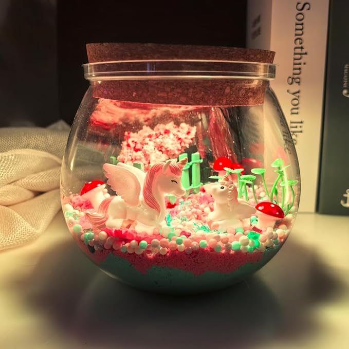 Unicorn Terrarium Kit for Girls - Light Up Terrarium Kit for Kids - Unicorn Arts and Crafts Gifts for Kids- Cool Birthday Gifts Toys for Grils Ages 6 7 8 9 10 11 12 Years Old