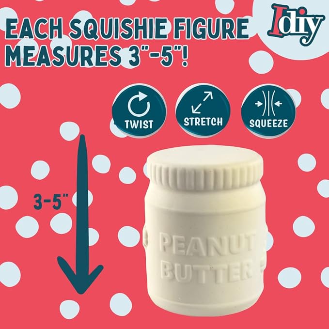 DIY Party Craft Kit Jumbo Food Container Squishies (9 Cute Pantry Shapes w 12 Fabric Paints)-White Kawaii Scented Slow Rise Squishy Toys, Scented Stress Relief, Kids Birthday Activity Gift (4"-6")