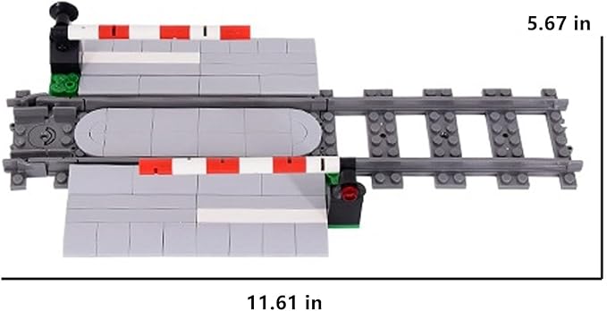 Train Tracks Building Block Set 01, City Train Track Railroad Tracks, Traffic Light Railroad Crossing Building Bricks, Compatible with Lego 853792 Accessory, Kid Gifts for Ages 6+