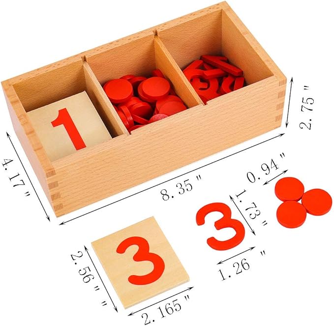 Montessori Cards & Counters with Cut-Out Numeral Math Games & Teaching Numbers Counting Toys