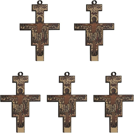 COTTVOTT Wooden Christian Jesus Cross/Orthodox Crucifix Charms Pendants for Rosary Necklace, DIY Jewelry Making Accessories Parts