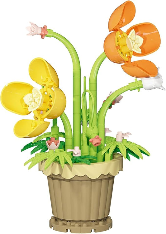 Beauty Mini Flower Potted Plant Bonsai Building Toy Blocks Artificial Particle Flower Botanical