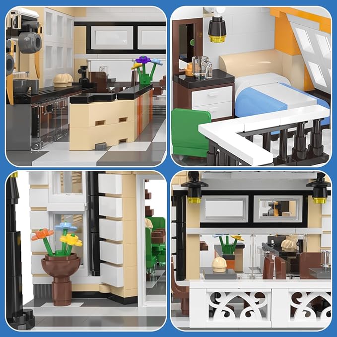 City Garden Hotel Building Sets,House Architecture Model Blocks Toys for Adults & Teens,1300 PCS Mini Bricks with LED(Not Compatible with Lego)