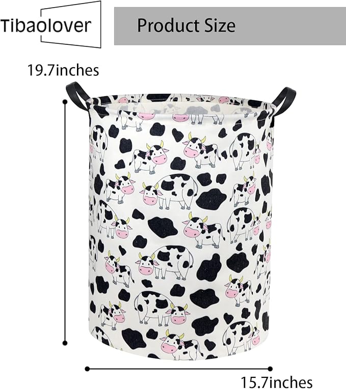 Cow print Laundry Basket Baby Laundry Basket Nursery Hamper Kids Baby Laundry hamper for Boys and Girls Cute Toy Storage Bin Cow Room Decor(Cow)