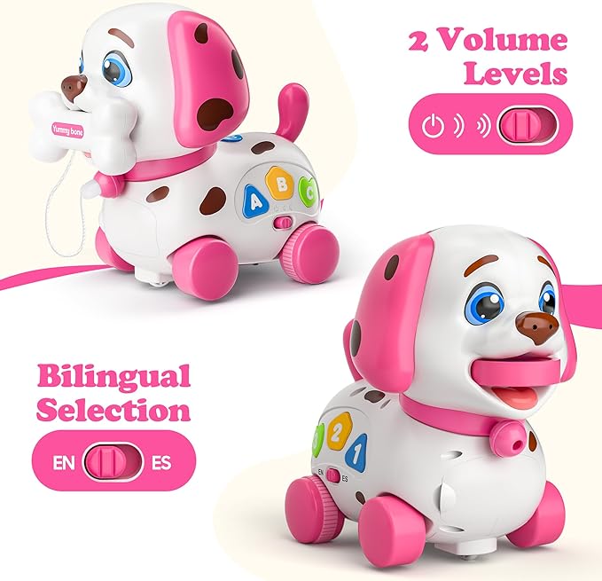 Musical Toys for 1 Year Old Girl Gifts, Bilingual Baby Toys 6-12-18 Months, First 1st Birthday Girl Gifts, Learning Educational Toddlers Puppy for 1 Year Old Boy Present