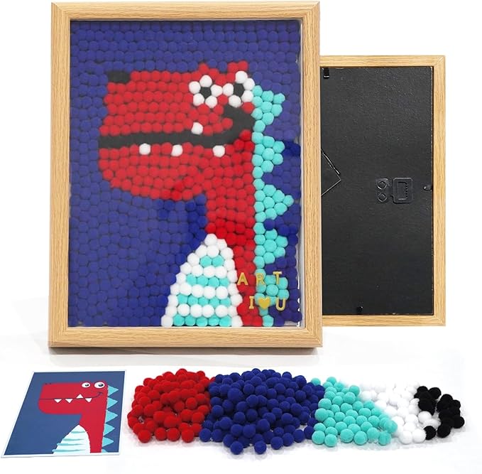 URSDIART Dinosaur Pom Poms Craft Supplies, Pom Poms Art Craft Kits for Ages 8-12,6-9,15 Years+, DIY Pom Pom Painting Art Kit,Classroom Bulk Craft Supplies for Kids & Adults,Beginners