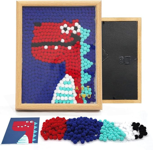 URSDIART Dinosaur Pom Poms Craft Supplies, Pom Poms Art Craft Kits for Ages 8-12,6-9,15 Years+, DIY Pom Pom Painting Art Kit,Classroom Bulk Craft Supplies for Kids & Adults,Beginners