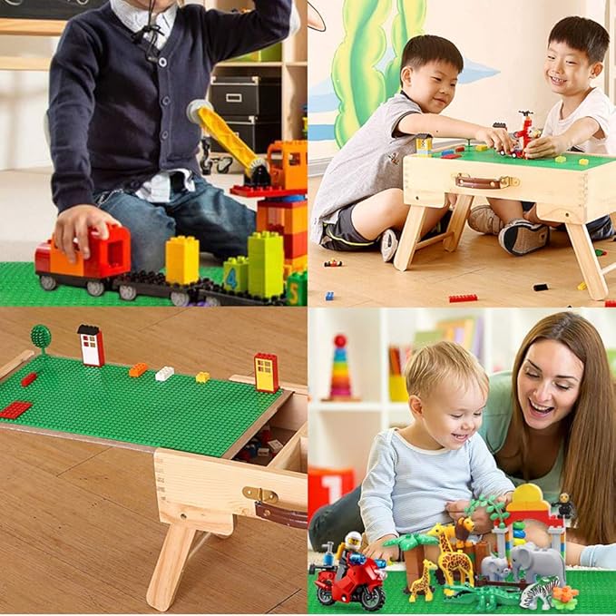 Lekebaby Classic Baseplates Building Base Plates 100% Compatible with Major Brands Baseplates 10" x 10", Pack of 6, Green Blue and White