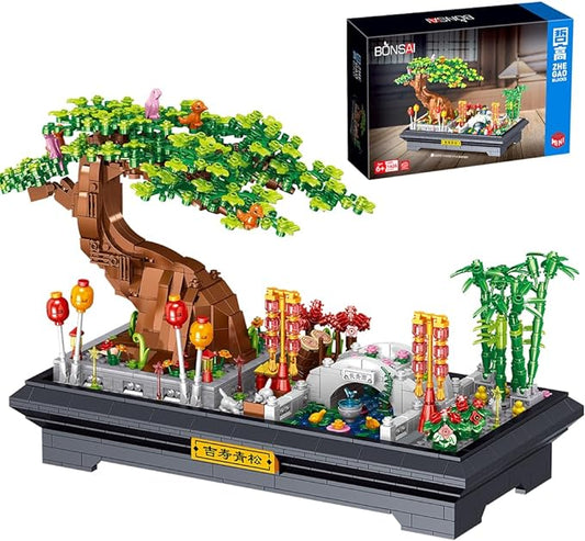 Bonsai Tree Building Sets,Oriental Style Bonsai Architectural Building Kits for Adults,Bonsai Tree Building Blocks Set for Kids 6+,Ideal Gift for Home Décor or Office Art(1286pcs)