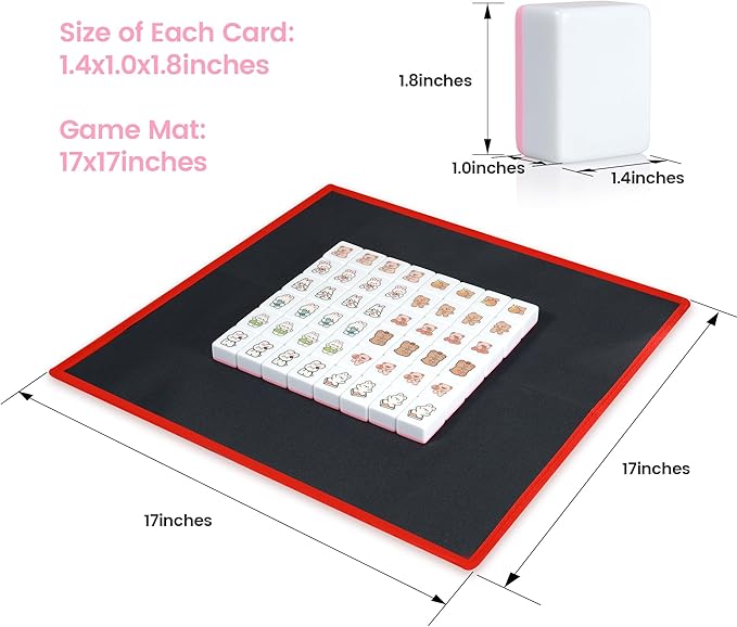 Seaside Escape Game Blocks, Mahjong Game Set with 49 Tiles 35mm, Mahjong Tile Game(Pink)