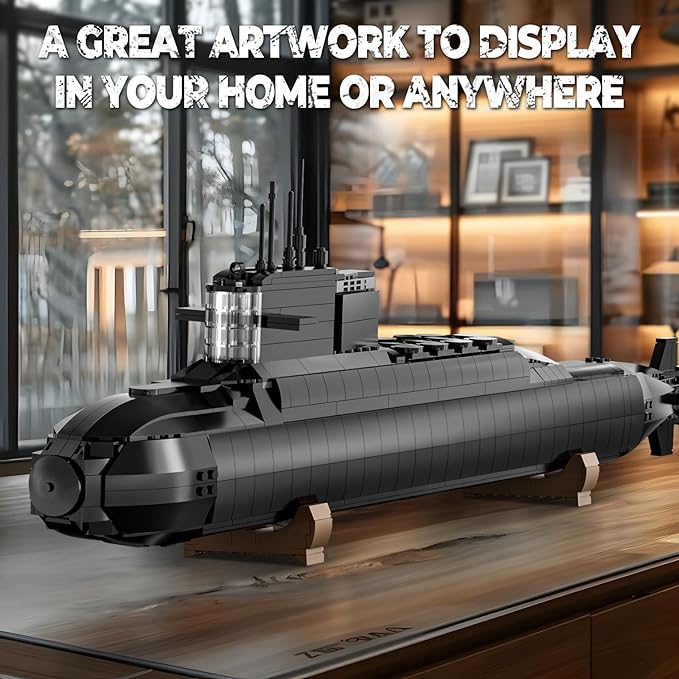 Strategic Nuclear Submarine Toy Building Blocks Set for Adult Kids, WW2 Historical Military Battleship Model Kit with Light, Home Office Decor Collection, Gift for Men Boys Teens 10 12 14 16+ (1498cs)