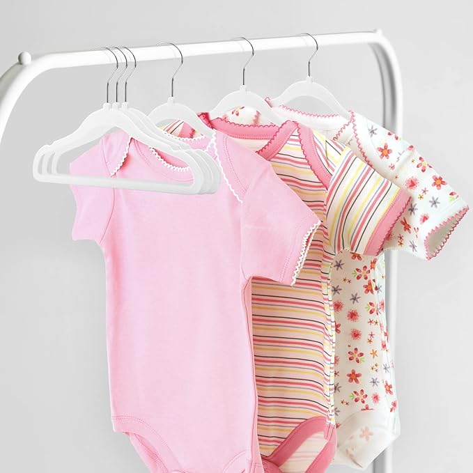 Kids Velvet Hangers 15 Pack, 11 Inch Size Non-Slip Baby Hangers, Space-Saving Nursery Hangers, Perfect Infant/Toddler Clothes Hangers for Daily Use(White)