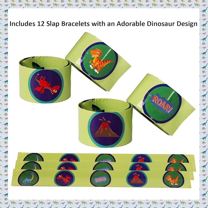 Tigerdoe Dinosaur Party Favor Set – Dragon Birthday Party Decorations - Dino Party Supplies – Dragon Party Favor Boxes - Coloring Books, Crayons, Slap Bracelets, tattoos