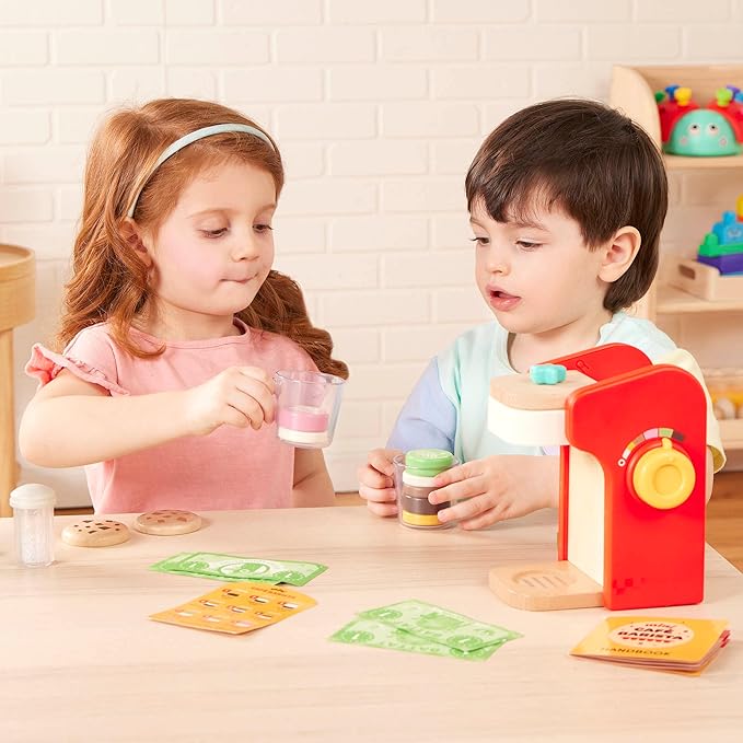 Battat Education – Wooden Barista Playset – Toy Coffee Maker & Accessories with Realistic Sounds(22 Pieces) – Pretend Play Toy – Play Kitchen Toys – 2 Years + – Mini Barista