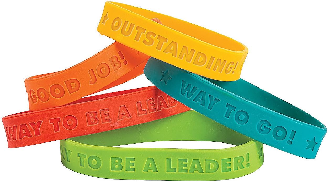 Fun Express Award Sayings Rubber Bracelets - 24 Pieces - Educational And Learning Activities For Kids