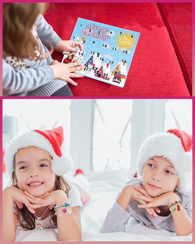 Advent Calendar 2024 Girls, Unicorn & Christmas Themed Charm Bracelets Advent Calendars for Kids Teens 4-12, Best Friends Jewelry Making Kit Craft Toys Countdown Advent Calender for Teenagers & Women