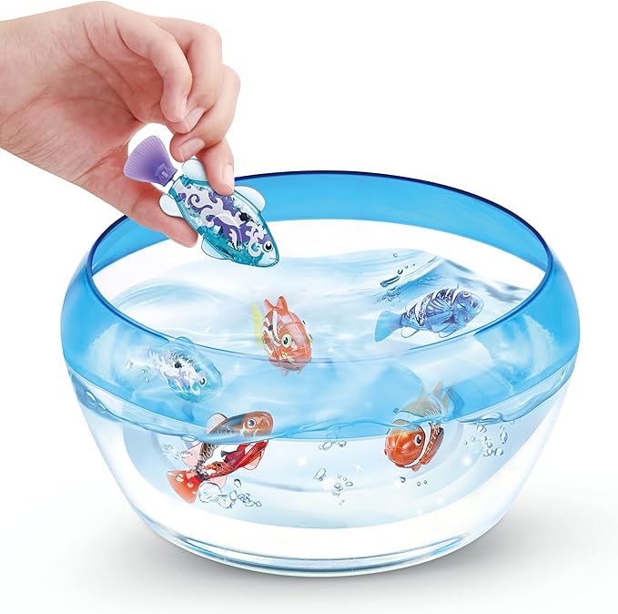 Robo Alive Robo Fish Series 2 (Teal + Orange 2 Pack) by ZURU Robotic Swimming Fish Water Activated, Changes Color, Comes with Batteries, Amazon Exclusive - Teal + Orange (2 Pack), 7165E