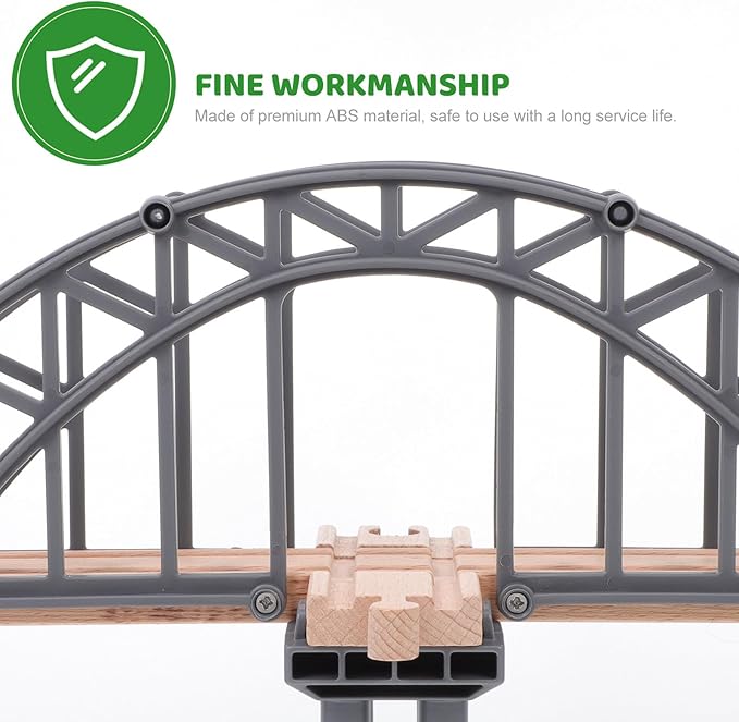 Train Bridge Model, Wooden Train Track Accessories Cross Railway Toys Train Scene Layout Props Toy for Kids Toddlers