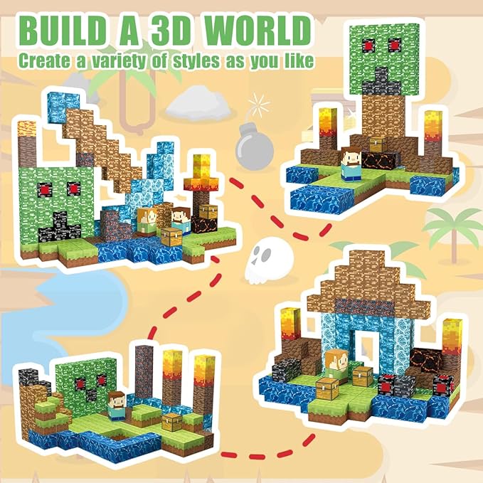 160 PCS Magnetic Blocks Building Toys, Build 3D Magnetic Building Blocks Set for Kids Ages 3+, Magnetic Blocks STEM Sensory Educational Christmas Birthday Gifts Construction Toys