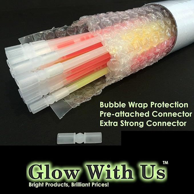 200 Glow Sticks Bulk Wholesale Necklaces, 22” Glow Stick Necklaces! Bright Colors Glow 8-12 Hr, Connector Pre-attached(handy), Glow-in-the-dark Party Supplies, GlowWithUs Brand