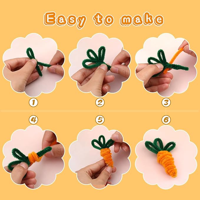 Chenille Stems Pipe Cleaners, 100 Pcs Pipe Cleaners Craft Supplies for DIY Hand Craft Arts Making, Festivals Decorations Craft/Orange