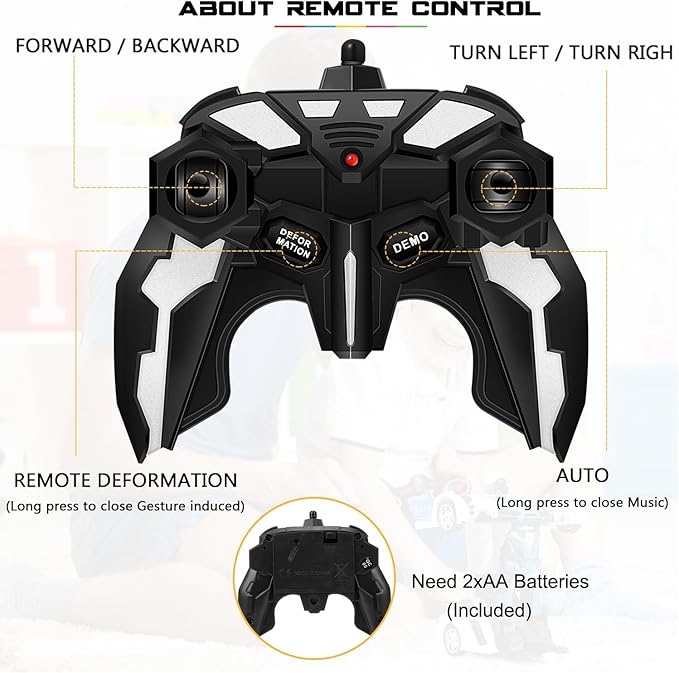 FIGROL Remote Control Car|Transformable Robot RC Car|2.4Ghz 1:18 Scale Model Police Car with One Button Deformation|360 Degree Rotation Drifting for Children