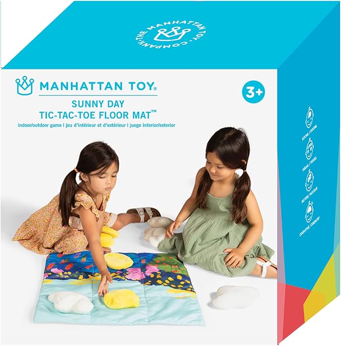 Manhattan Toy Sunny Day 11-Piece Decorative Soft Quilted Jumbo Floor or Table Tic Tac Toe Game for Kids