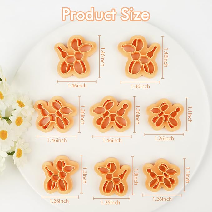 Puocaon Balloon Dog Clay Cutters - 8 Pcs Polymer Clay Cutters for Jewelry Making, Mirrored Balloon Dogs Animal Clay Earring Cutters, Cute Clay Cutters for Polymer Clay Earrings Making Balloon Dogs