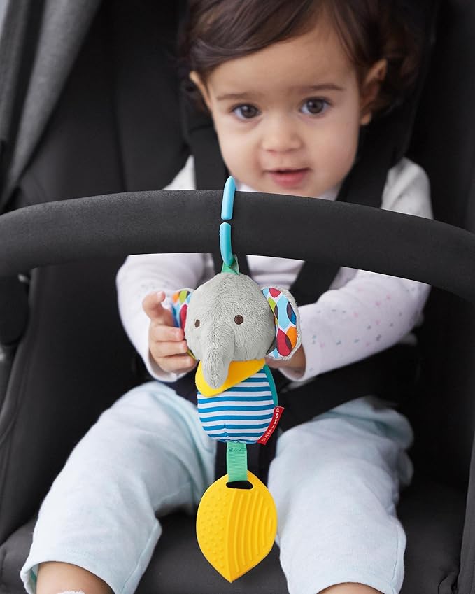 Skip Hop Bandana Buddies Baby Activity Chime & Teether Stroller Toy, Elephant