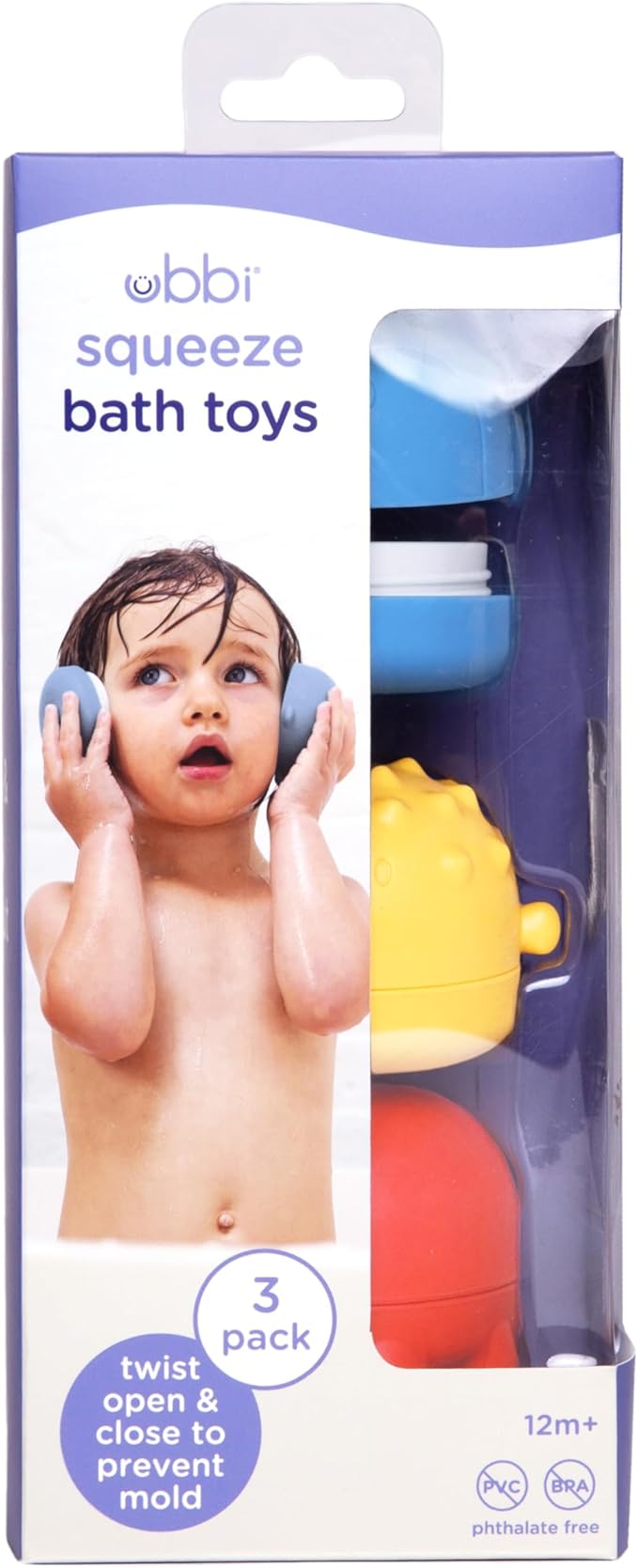 Ubbi Squeeze and Switch Silicone Bath Toys for Toddlers and Baby, Colorful Mix and Match Baby Bath Accessory, Water Toys for Toddler Bath Playtime, Set of 3